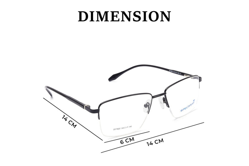 Rectangular Half Rim Eyeglasses For Men