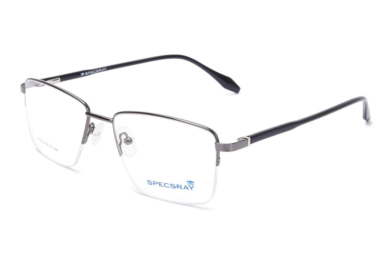 Rectangular Half Rim Eyeglasses For Men