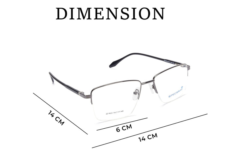 Rectangular Half Rim Eyeglasses For Men