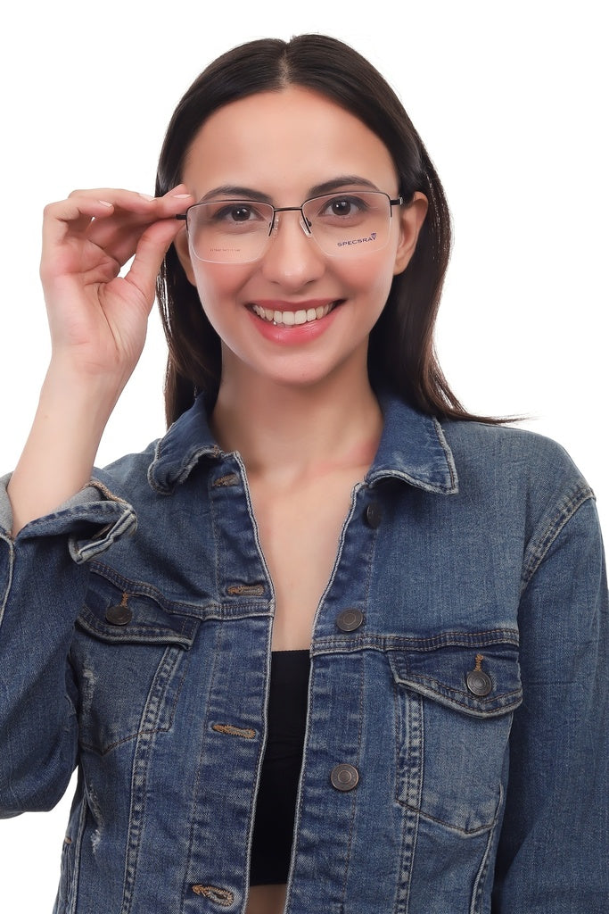 Rectangular Half Rim Eyeglasses For Men