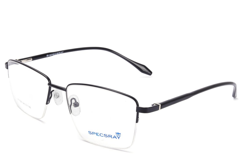 Rectangular Half Rim Eyeglasses For Men