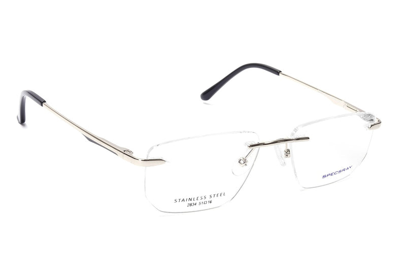 Rectangle Rim Less Eyeglasses For Men