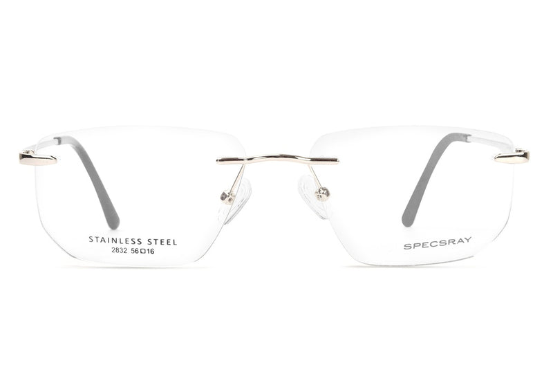 Rectangle Rim Less Eyeglasses For Men