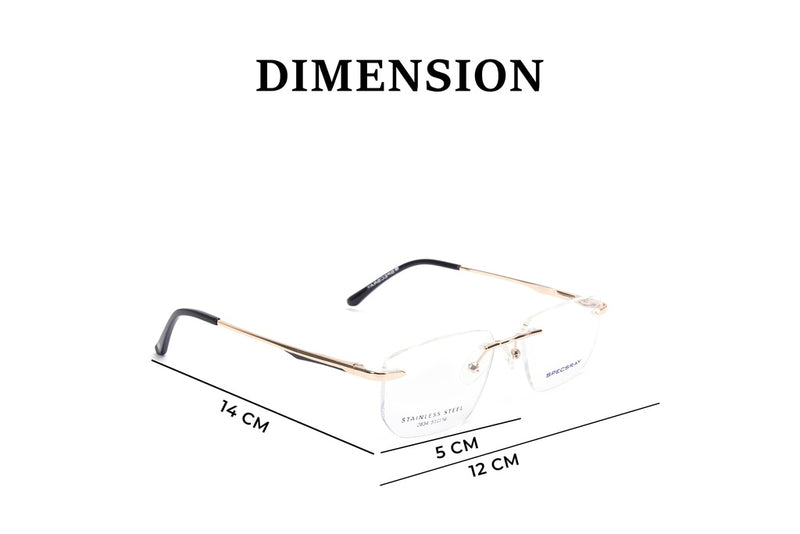 Rectangle Rim Less Eyeglasses For Men