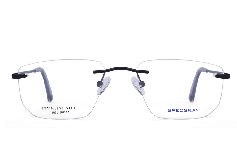 Rectangle Rim Less Eyeglasses For Men