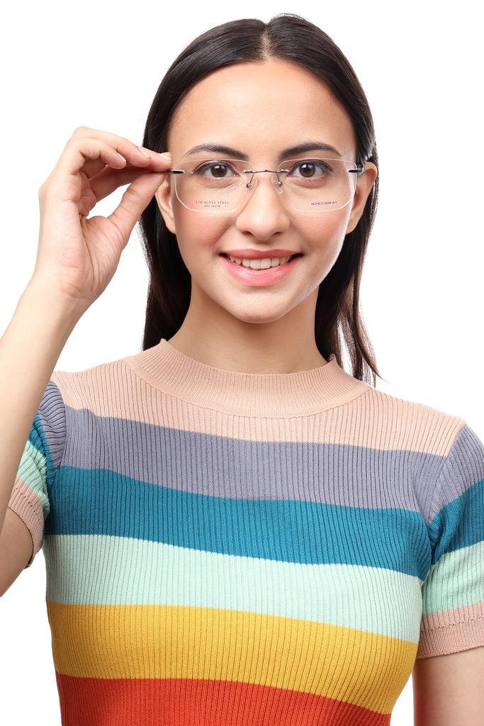 Rectangle Rim Less Eyeglasses For Men
