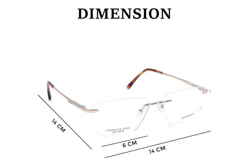 Rectangle Rim Less Eyeglasses For Men