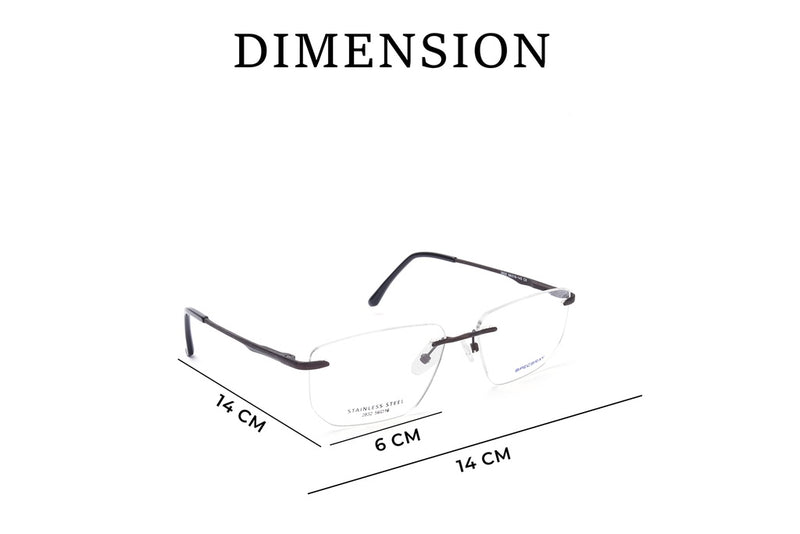 Rectangle Rim Less Eyeglasses For Men