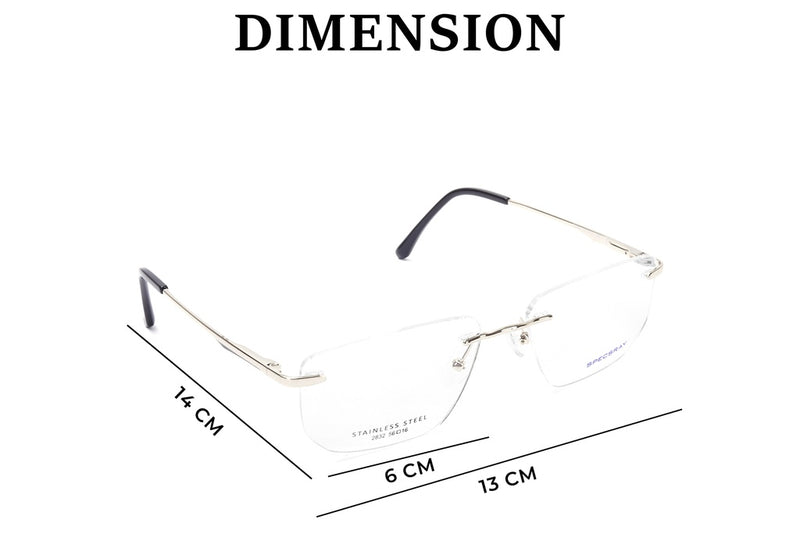 Rectangle Rim Less Eyeglasses For Men