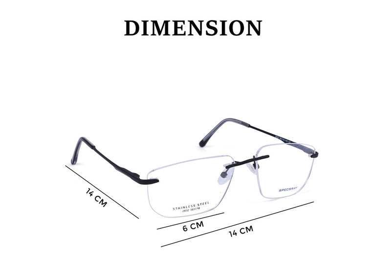 Rectangle Rim Less Eyeglasses For Men