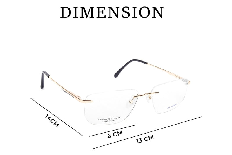 Rectangle Rim Less Eyeglasses For Men