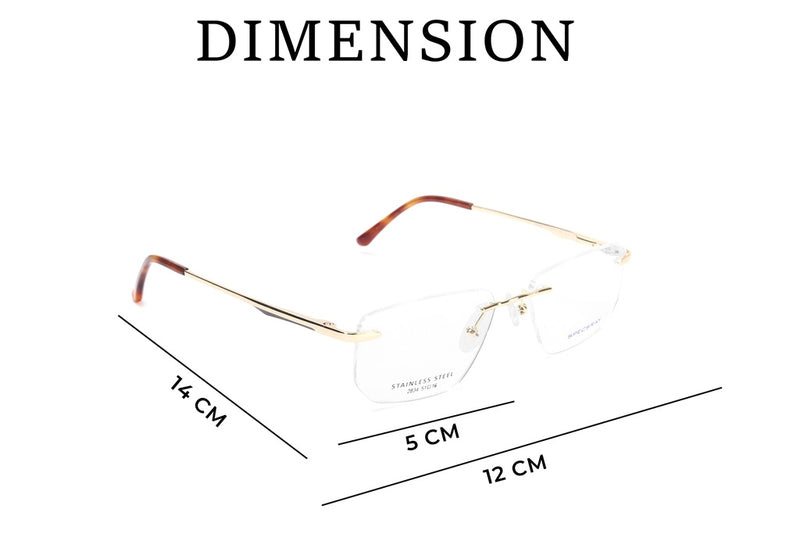 Rectangle Rim Less Eyeglasses For Men