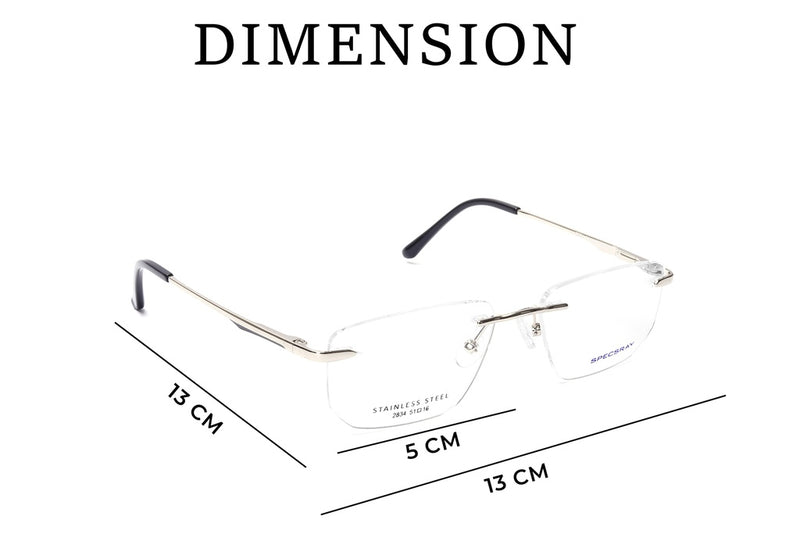 Rectangle Rim Less Eyeglasses For Men