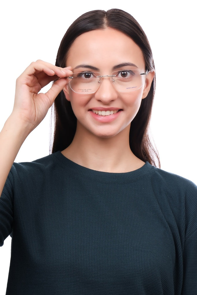Rectangle Rim Less Eyeglasses For Men