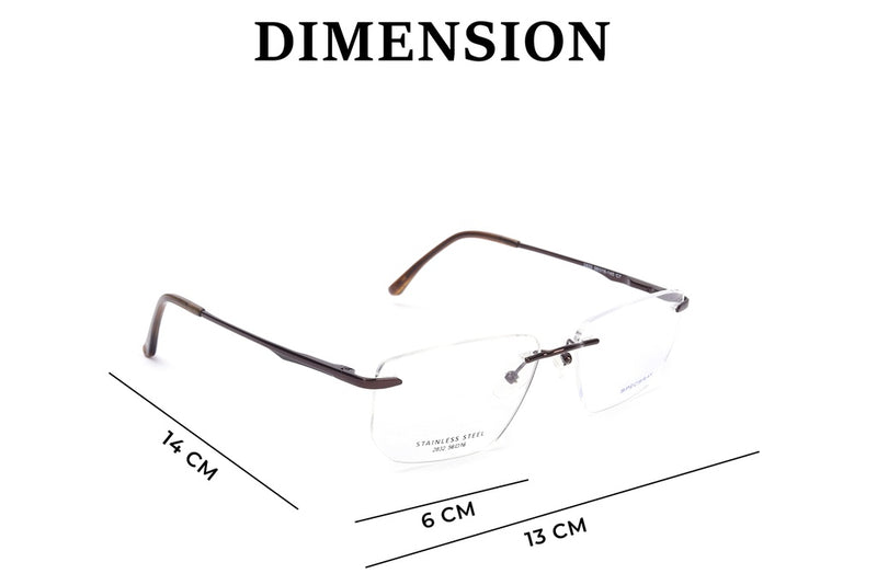 Rectangle Rim Less Eyeglasses For Men