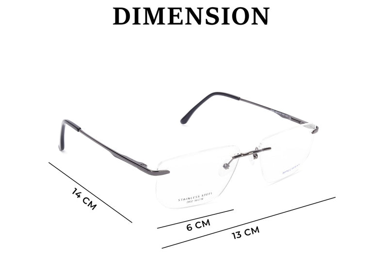Rectangle Rim Less Eyeglasses For Men