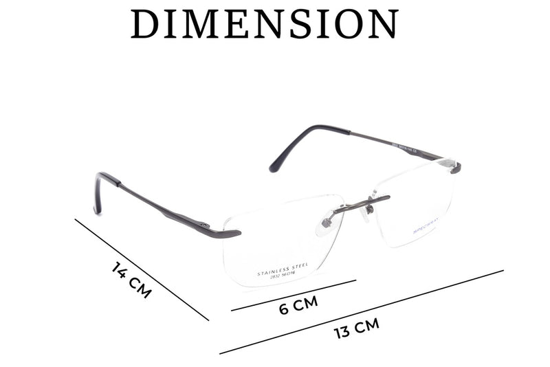 Rectangle Rim Less Eyeglasses For Men