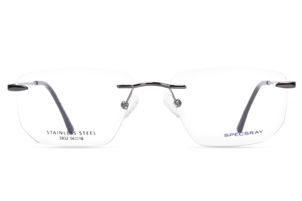 Rectangle Rim Less Eyeglasses For Men