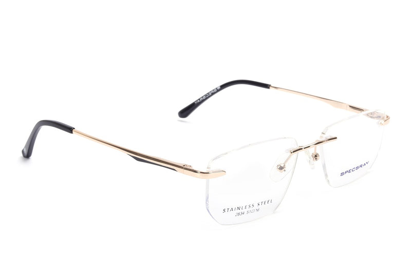 Rectangle Rim Less Eyeglasses For Men