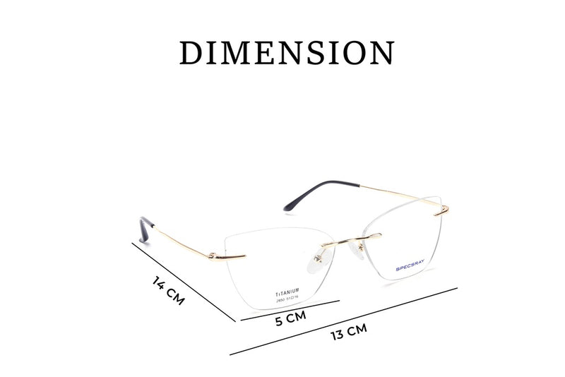 Cateye Rim Less Eyeglasses For Female