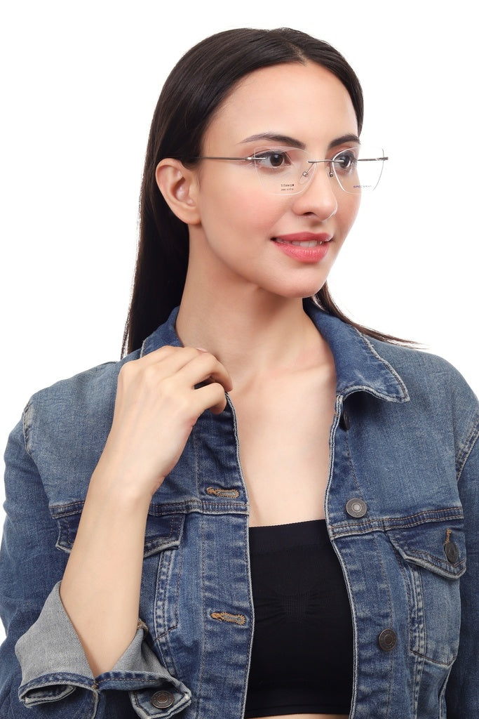 Cateye Rim Less Eyeglasses For Female