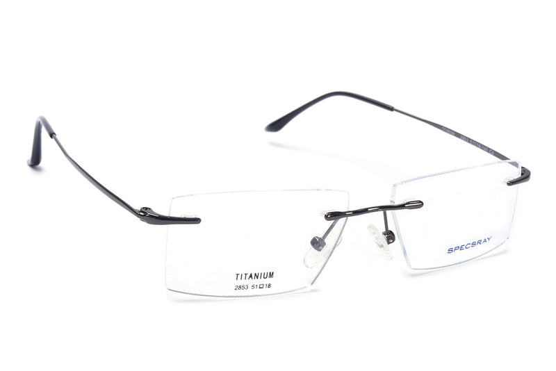 Rectangle Rim Less Eyeglasses For Unisex