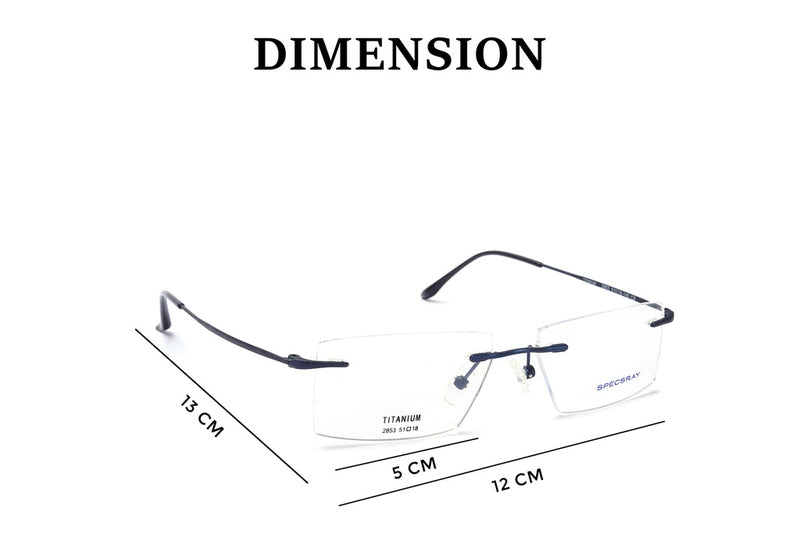 Rectangle Rim Less Eyeglasses For Unisex