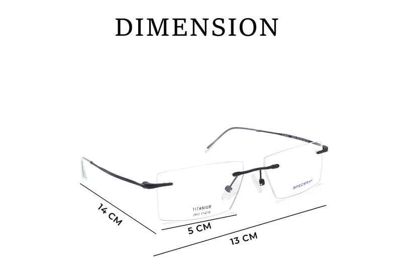 Rectangle Rim Less Eyeglasses For Unisex