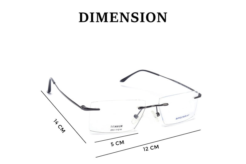 Rectangle Rim Less Eyeglasses For Unisex