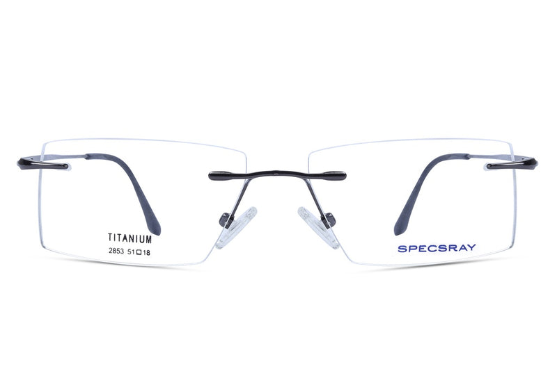 Rectangle Rim Less Eyeglasses For Unisex