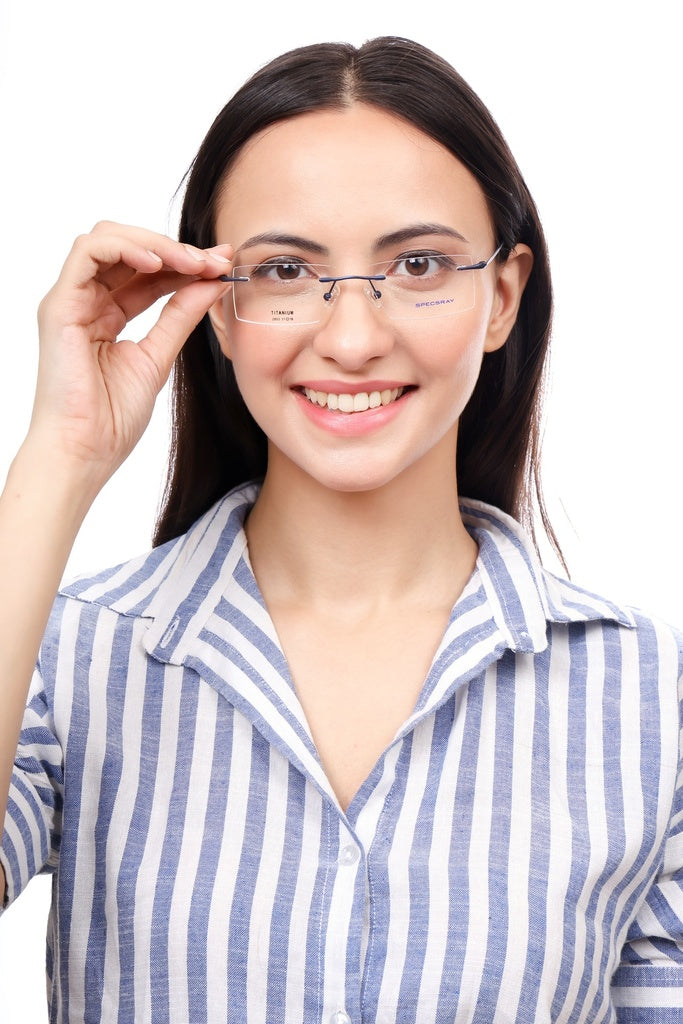 Rectangle Rim Less Eyeglasses For Unisex