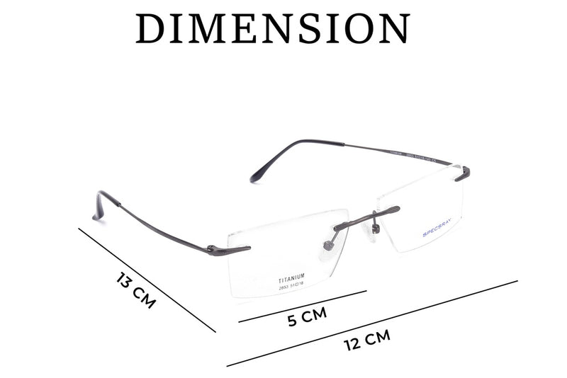 Rectangle Rim Less Eyeglasses For Unisex
