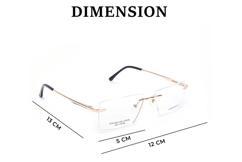 Square Rim Less Eyeglasses For Men And Women